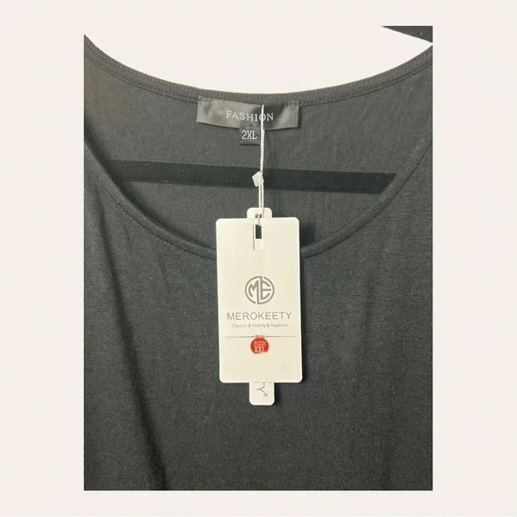 1082. MEROKEETY FASHION MAXI DRESS WITH LONG SLEEVES SIZE 2XL BLACK/WHITE - Picture 5 of 9